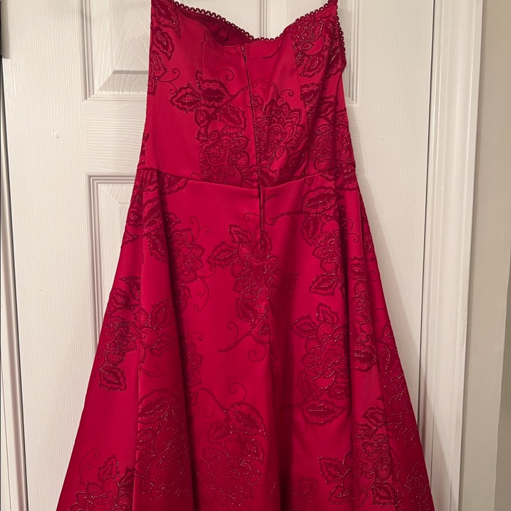 Tea length prom or beauty review dress, strapless